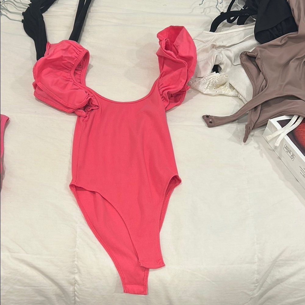 Zara Pink Bodysuit with Puff Sleeves